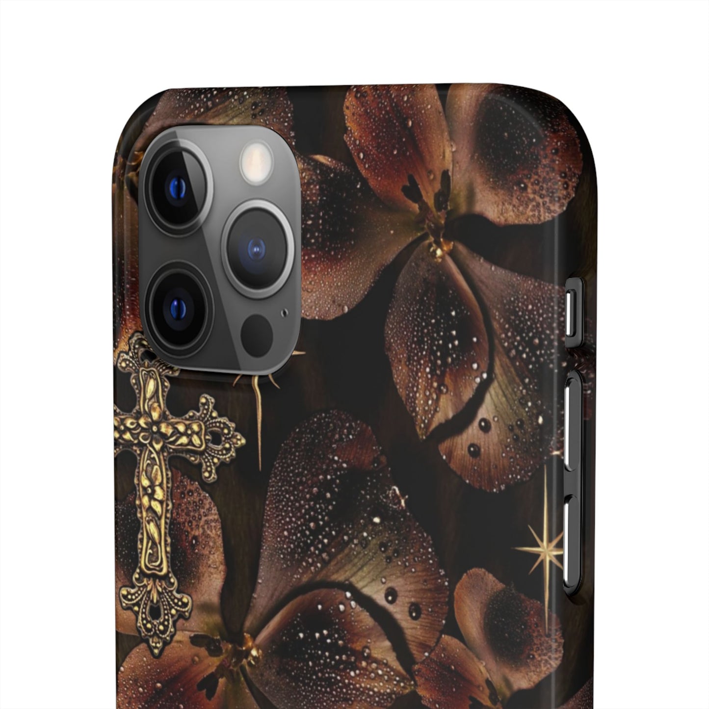 Brown Floral Cross Case