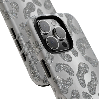 Silver Glitter Leopard Tough Case