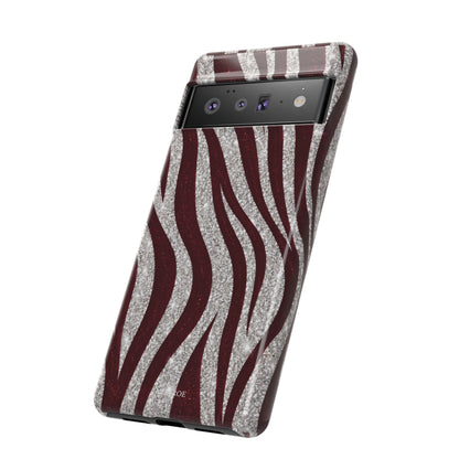 Burgundy Zebra Glitter Tough Case