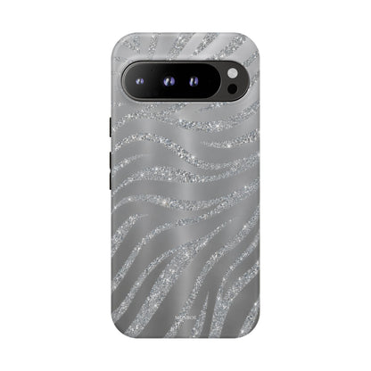 Silver Glitter Zebra Tough Case