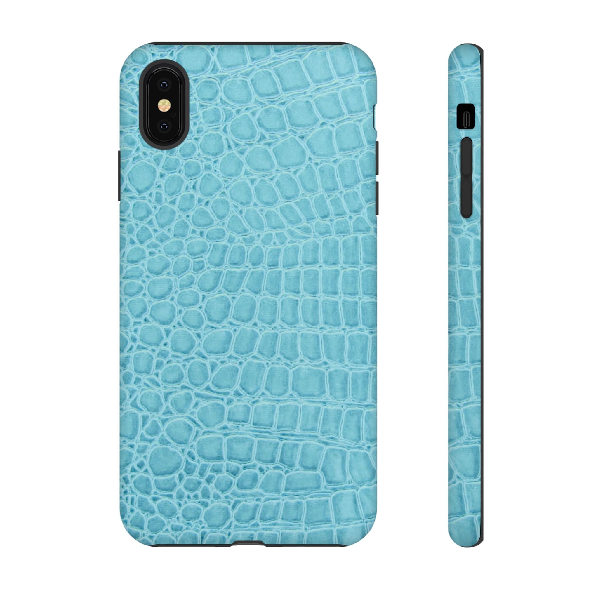 Croc Embossed Turquoise Phone Case