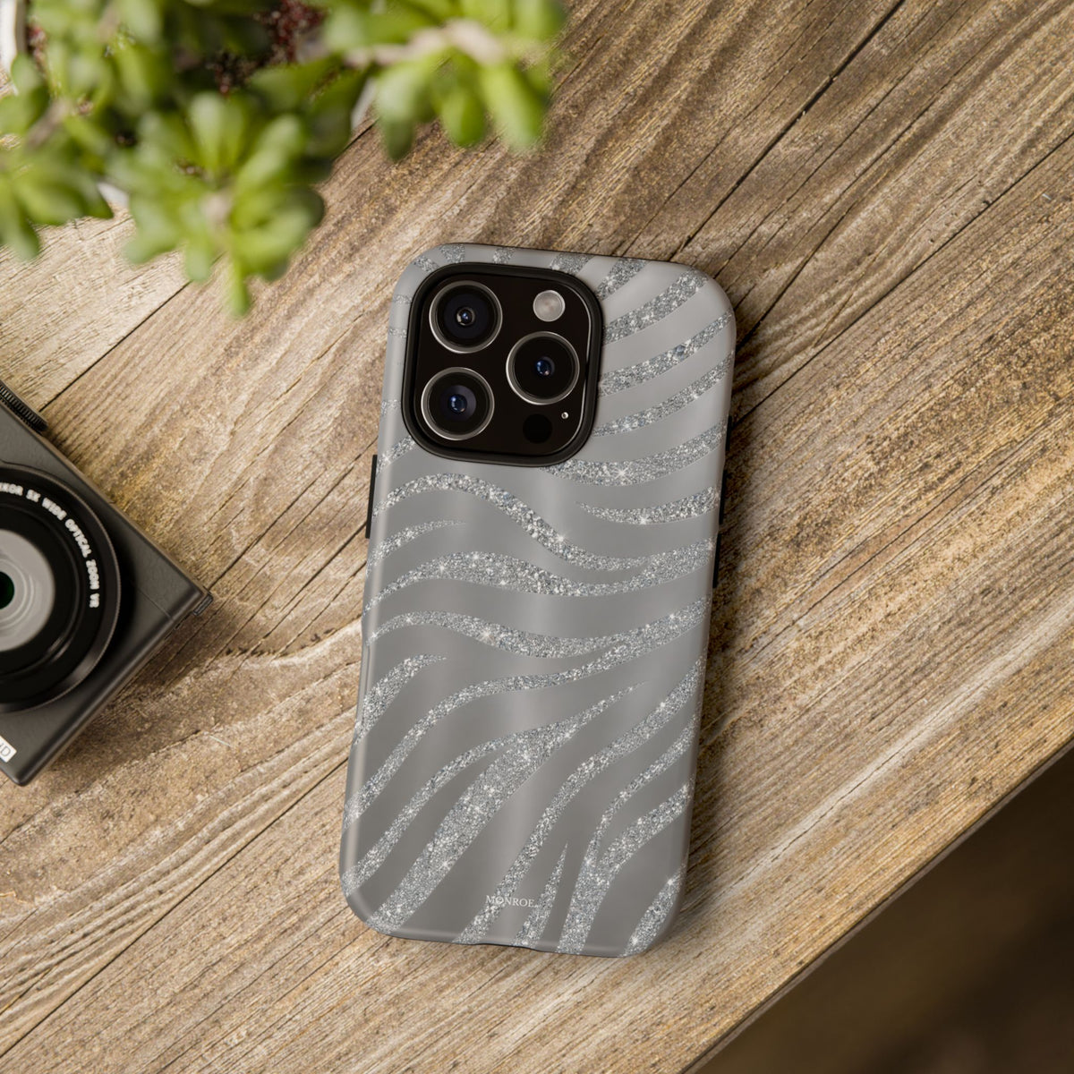 Silver Glitter Zebra Tough Case