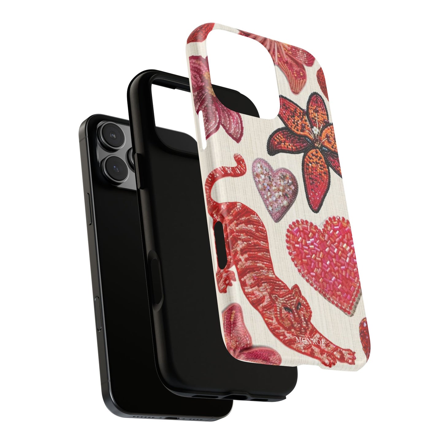 Floral & Heart Pattern Tough Case