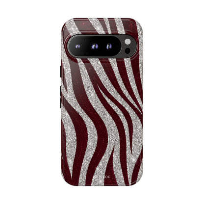 Burgundy Zebra Glitter Tough Case