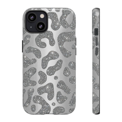 Silver Glitter Leopard Tough Case