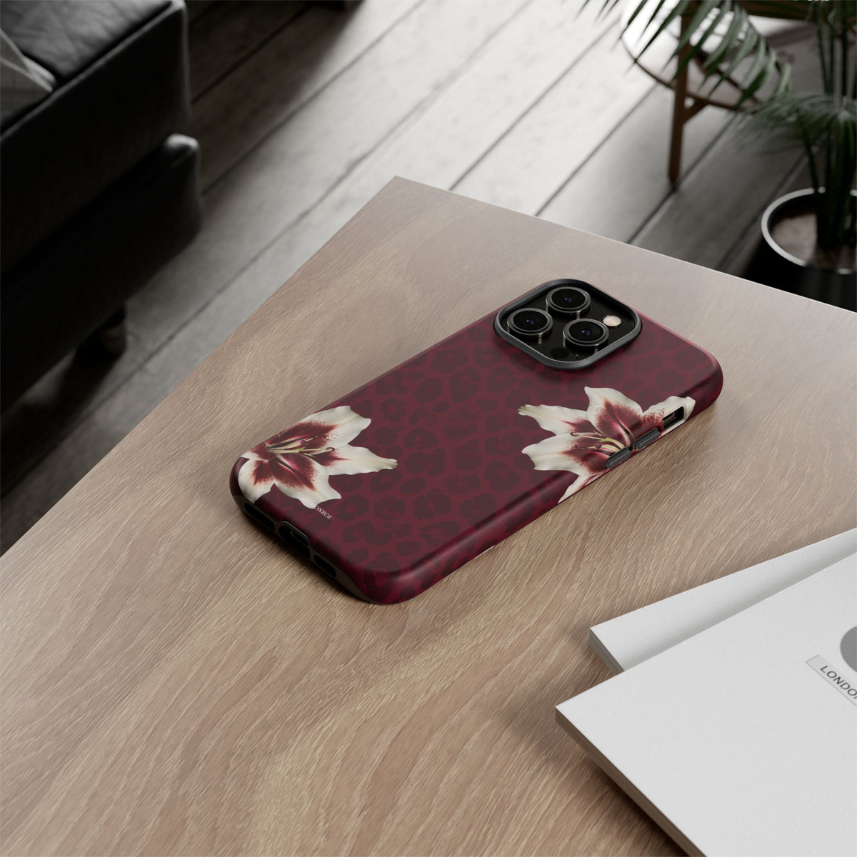 Burgundy Lily Leopard Tough Case