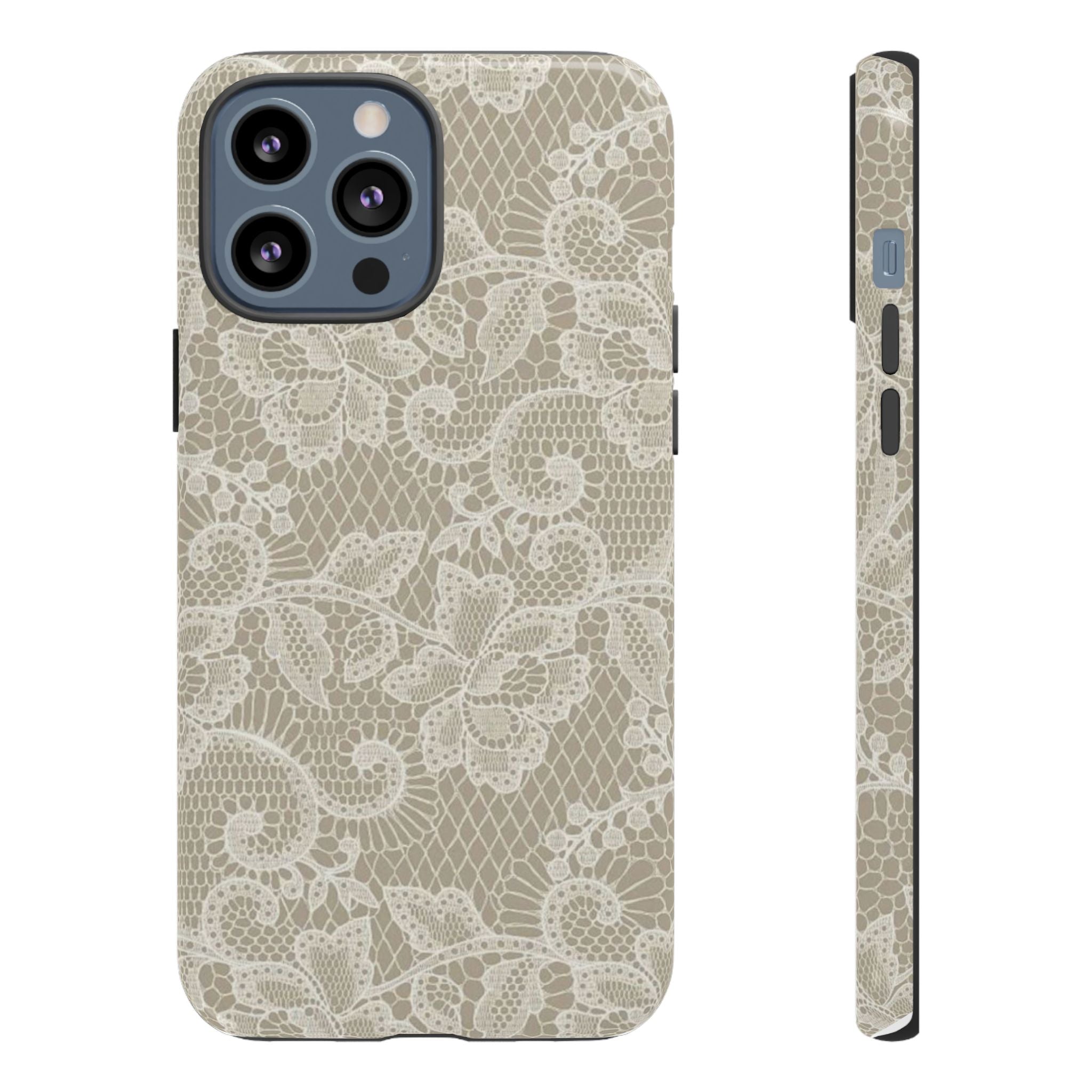White Lace Pattern Tough Phone Case