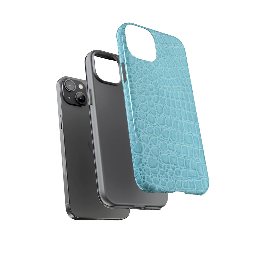 Croc Embossed Turquoise Phone Case