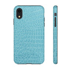 Croc Embossed Turquoise Phone Case