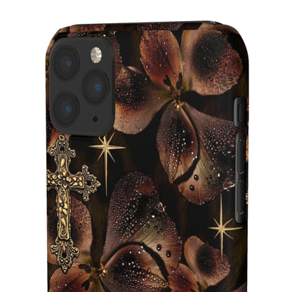 Brown Floral Cross Case