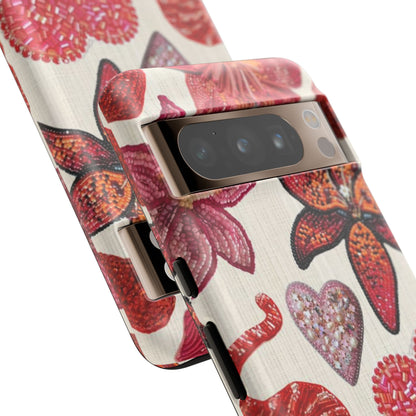 Floral & Heart Pattern Tough Case