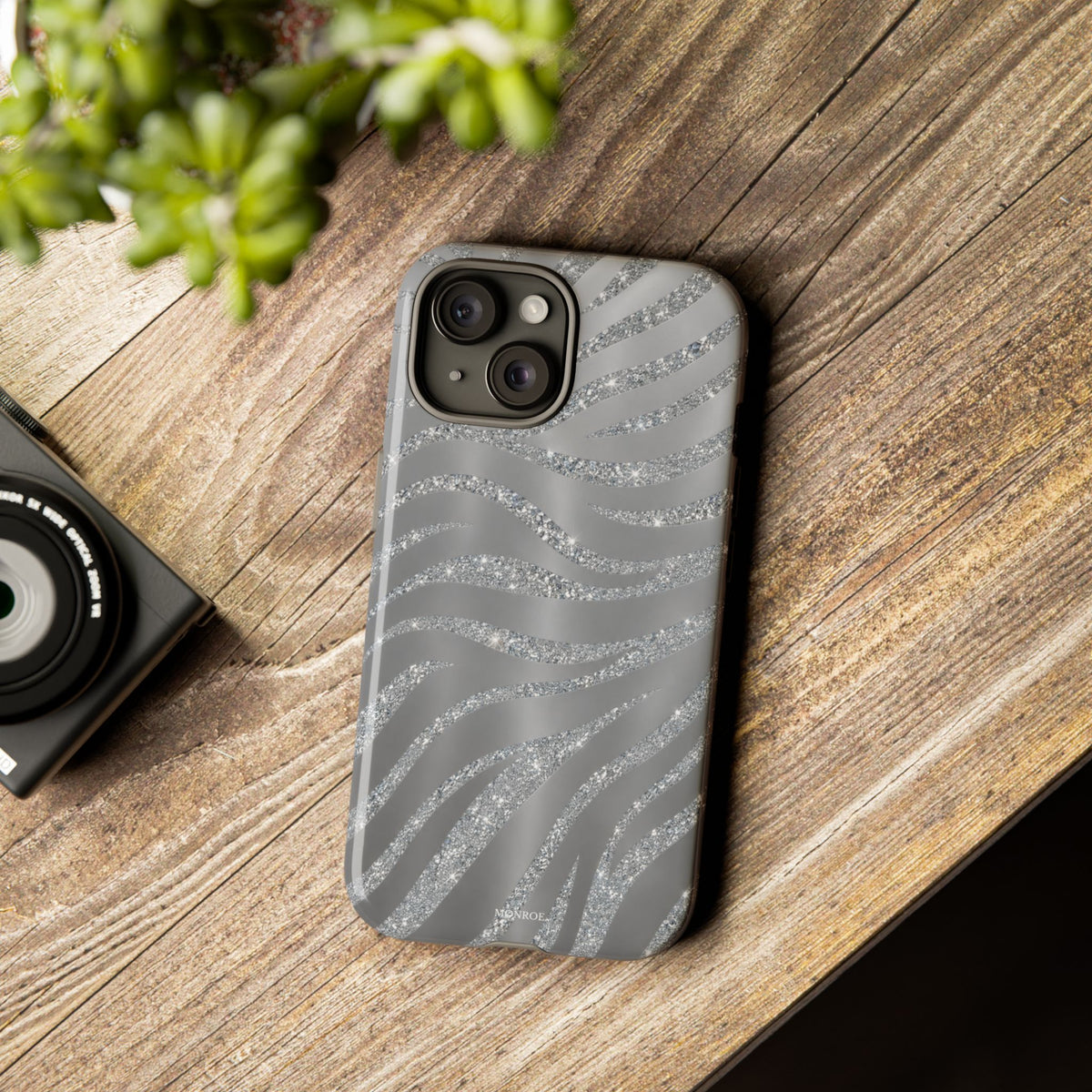 Silver Glitter Zebra Tough Case