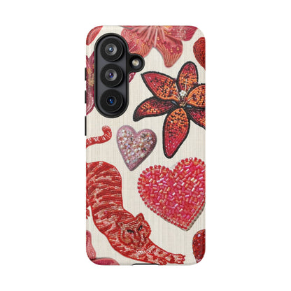Floral & Heart Pattern Tough Case
