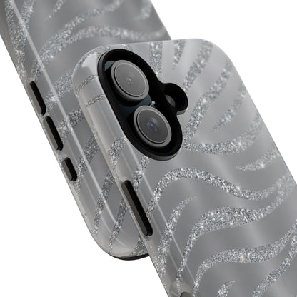Silver Glitter Zebra Tough Case