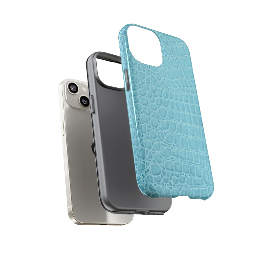 Croc Embossed Turquoise Phone Case