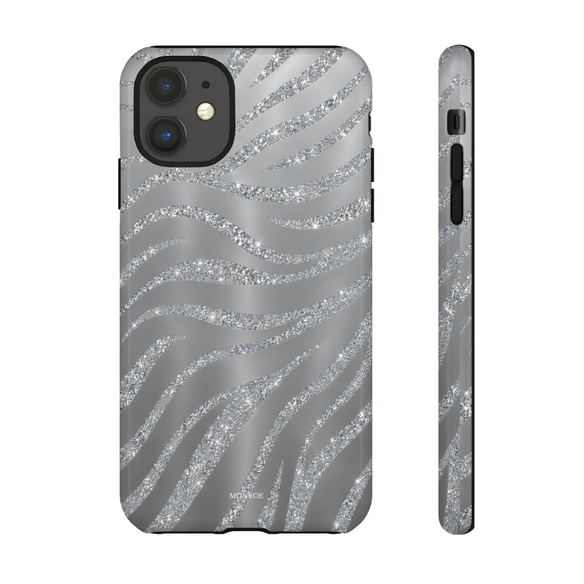 Silver Glitter Zebra Tough Case