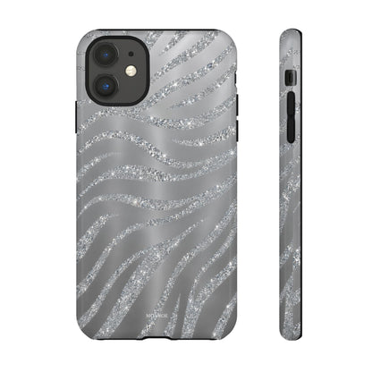 Silver Glitter Zebra Tough Case