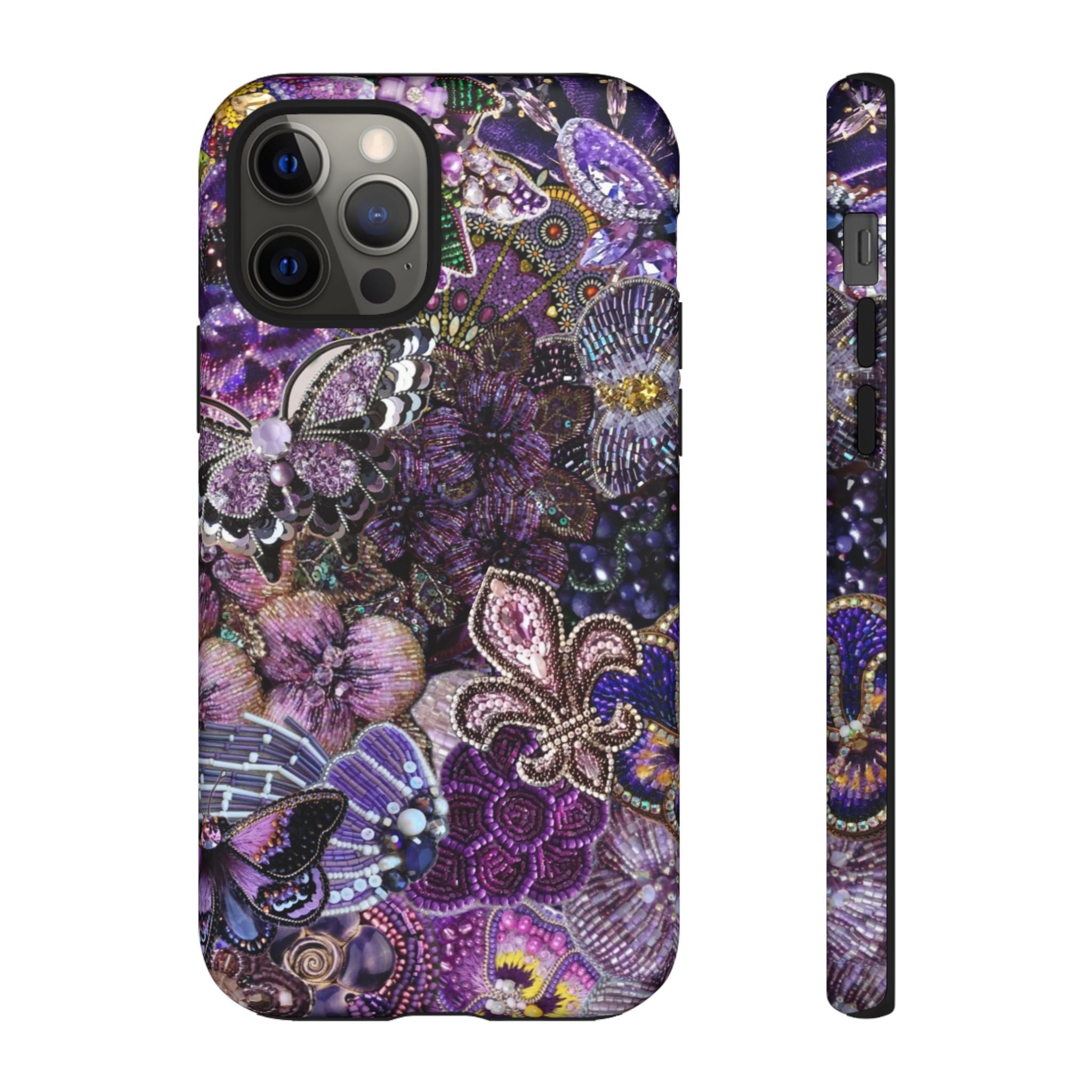 Purple Fleur-de-Lis Floral Tough Phone Case