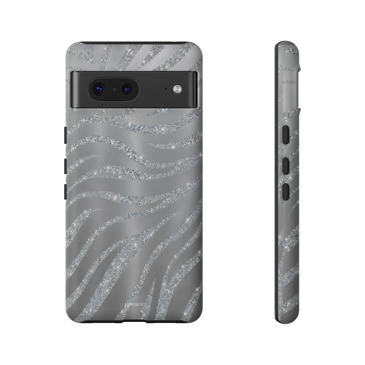 Silver Glitter Zebra Tough Case