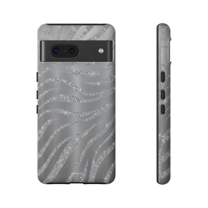 Silver Glitter Zebra Tough Case
