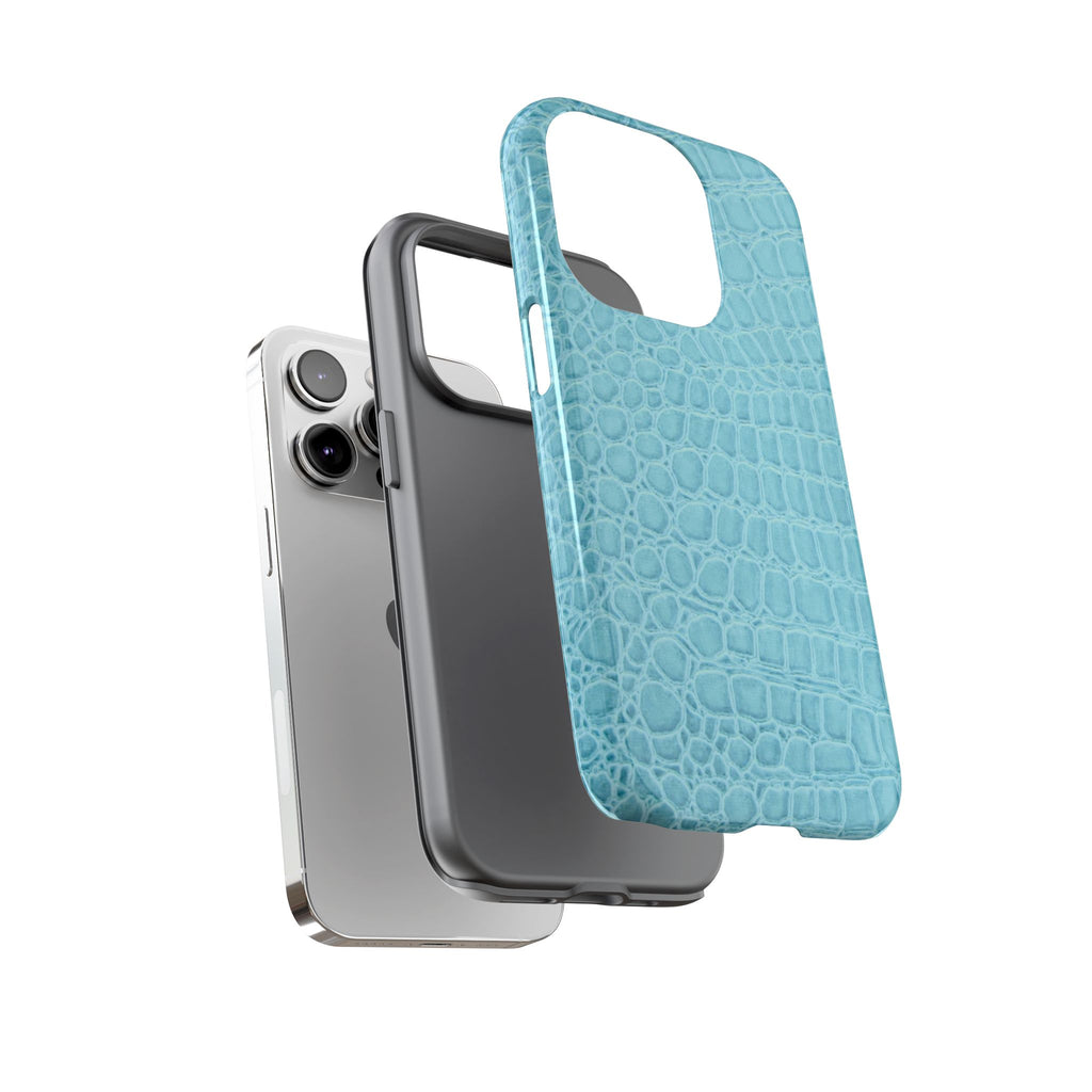 Croc Embossed Turquoise Phone Case