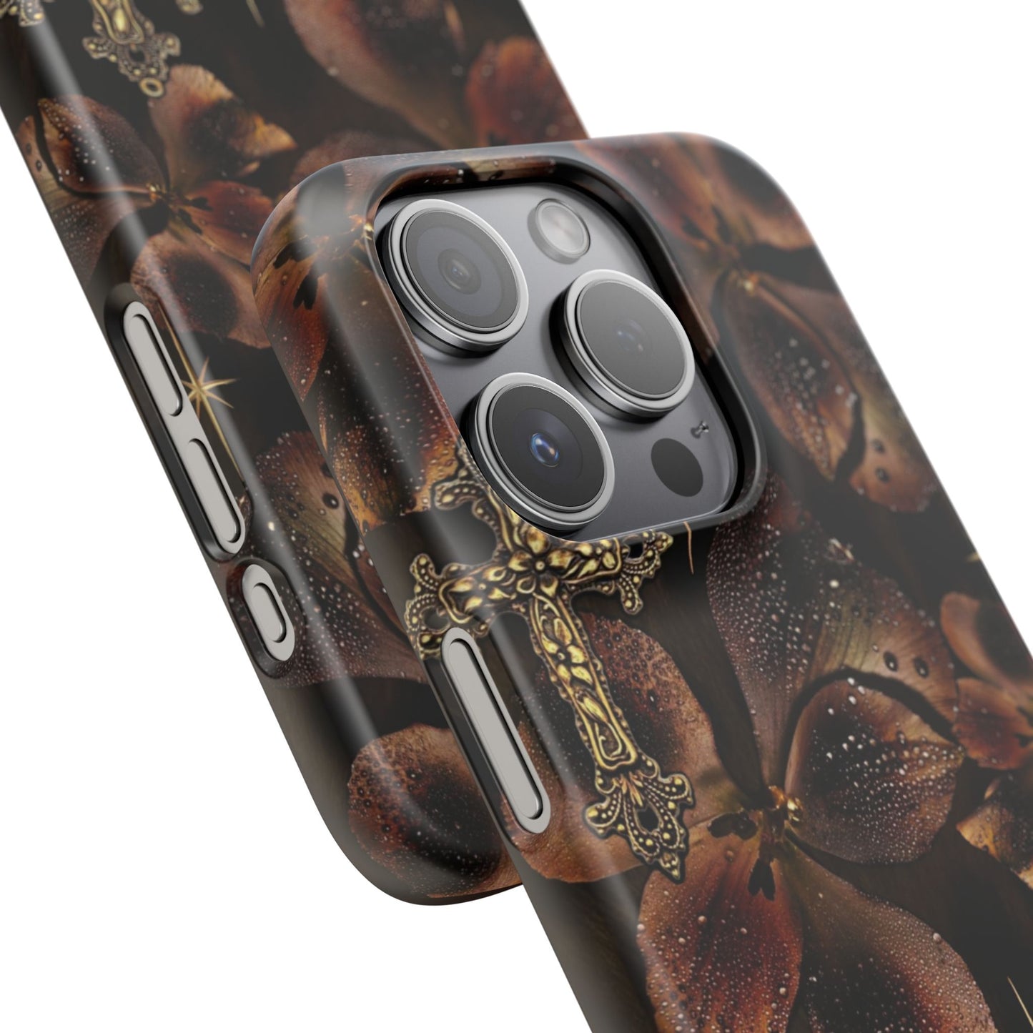 Brown Floral Cross Case