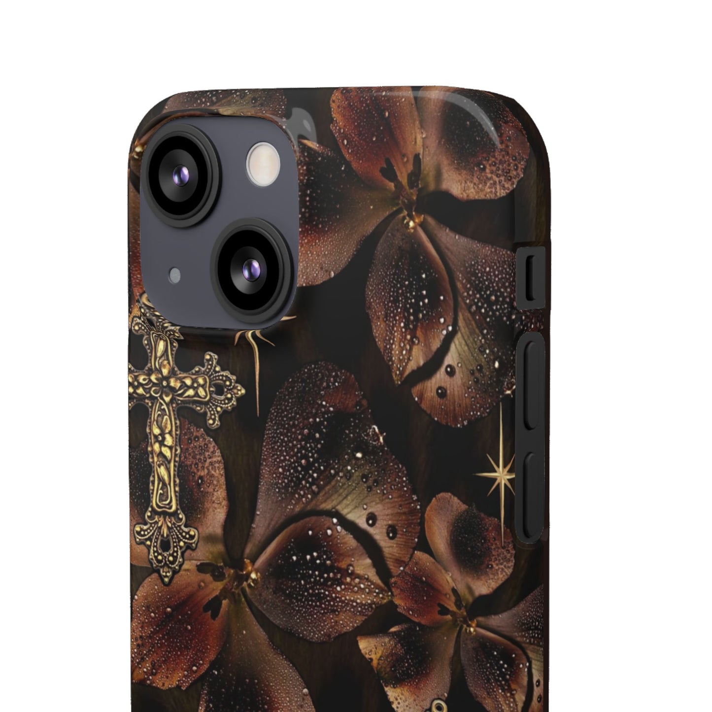 Brown Floral Cross Case