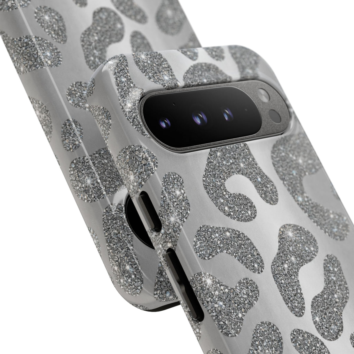 Silver Glitter Leopard Tough Case