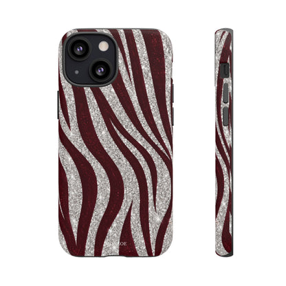 Burgundy Zebra Glitter Tough Case