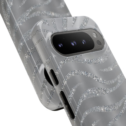 Silver Glitter Zebra Tough Case
