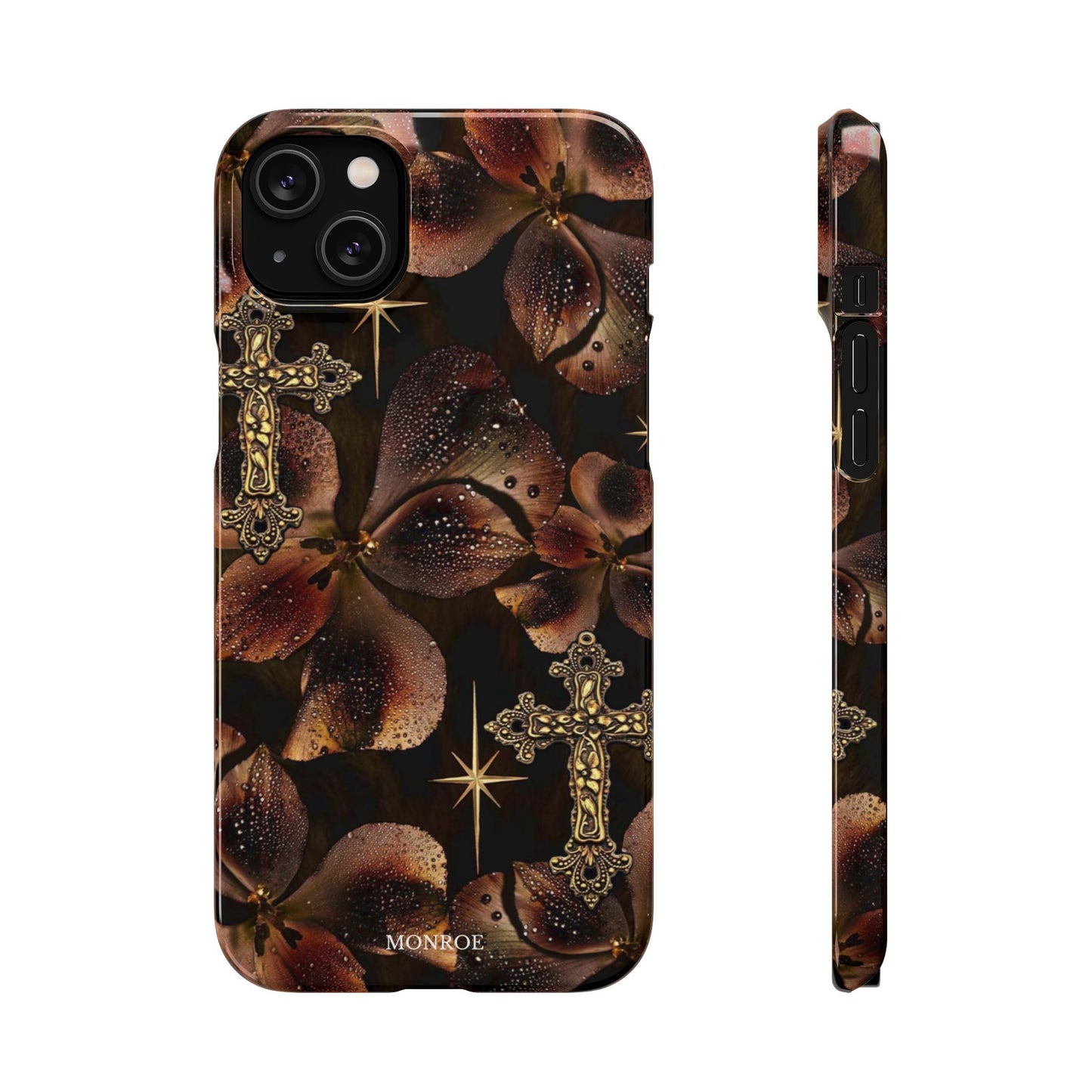 Brown Floral Cross Case