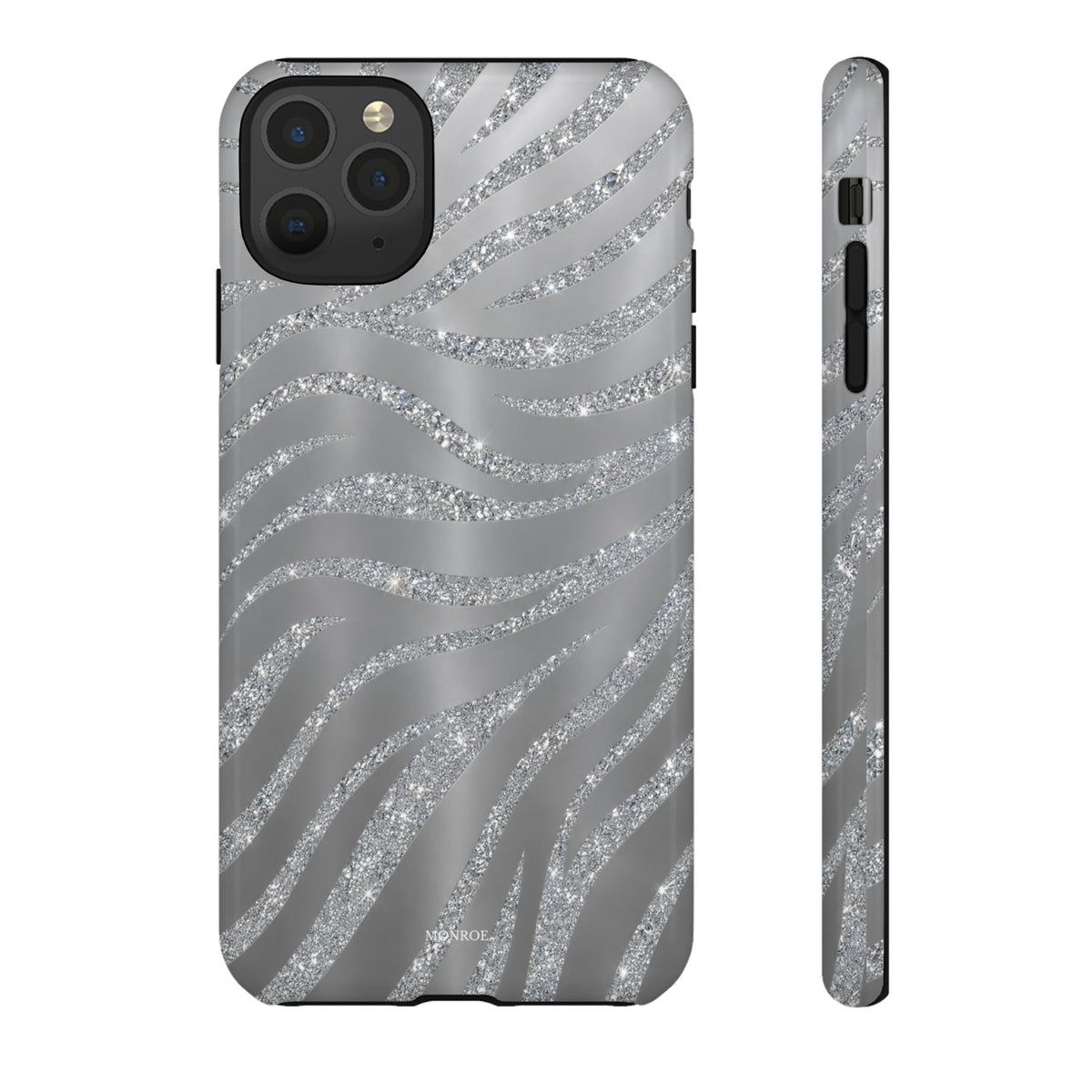 Silver Glitter Zebra Tough Case
