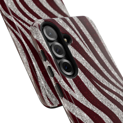 Burgundy Zebra Glitter Tough Case