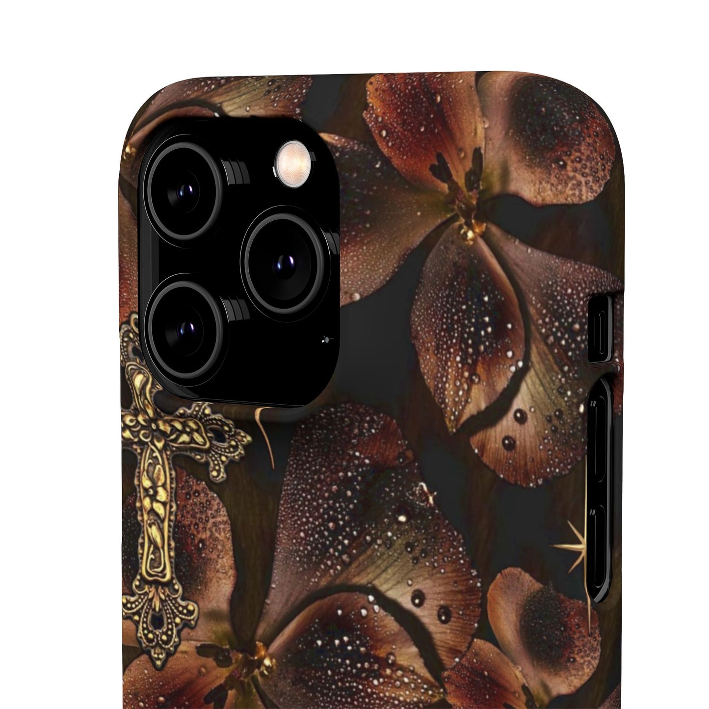 Brown Floral Cross Case