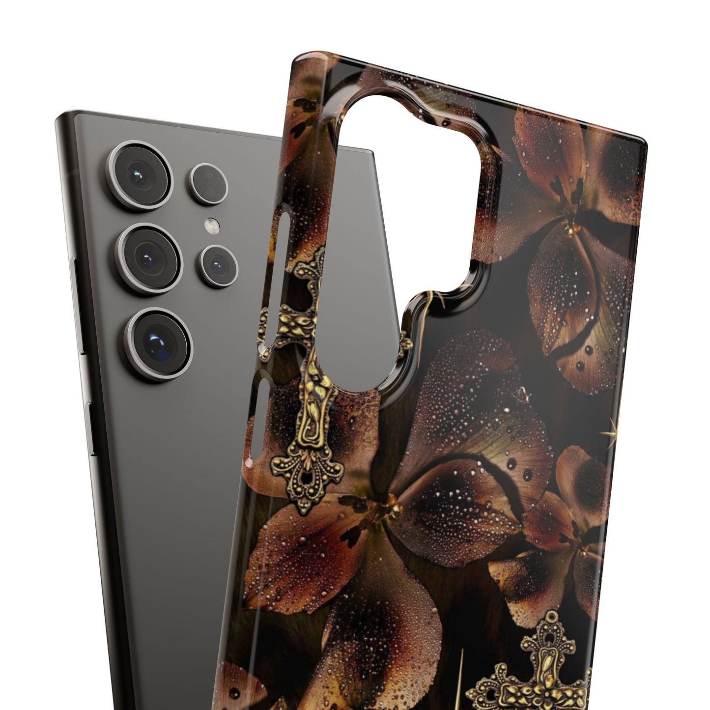 Brown Floral Cross Case