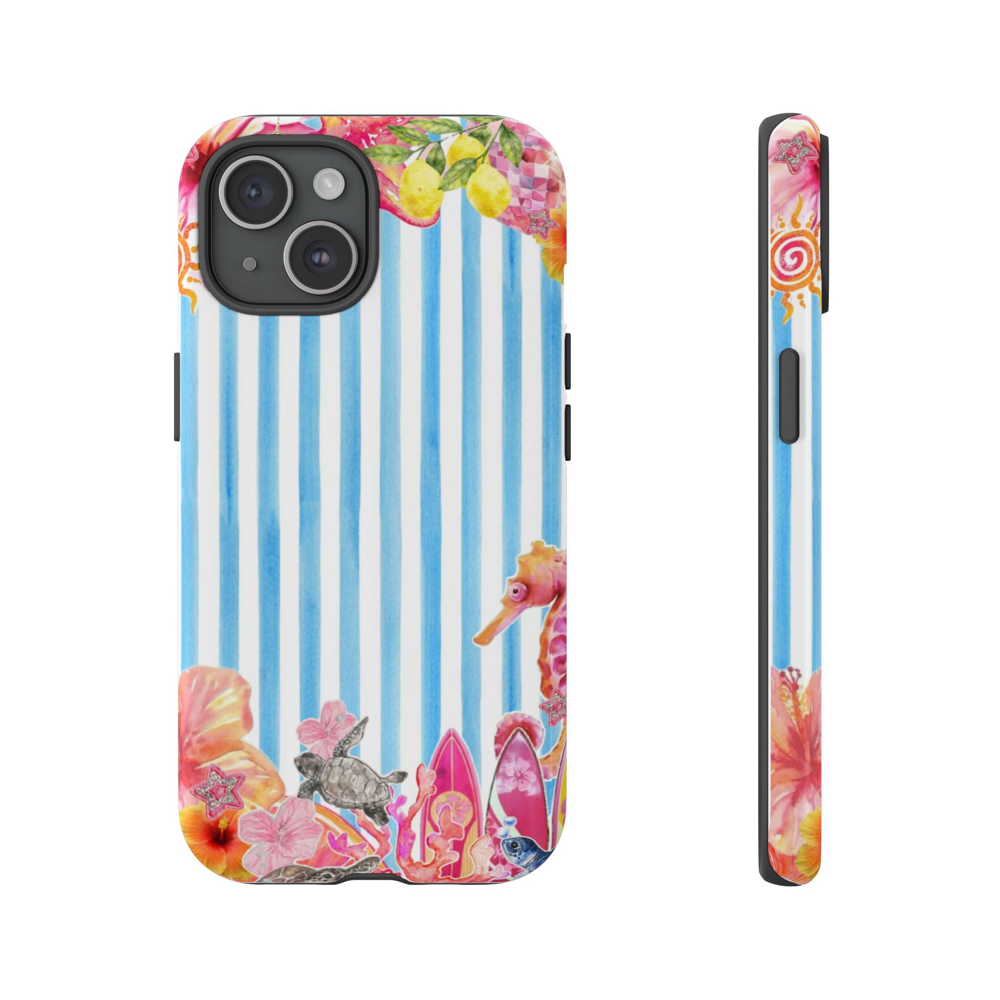 Beach Blue Striped Tough Phone Case