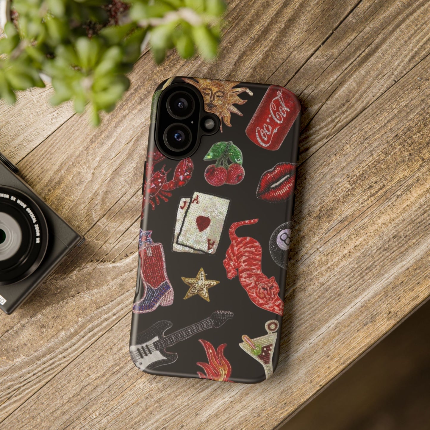 Retro Patch Motif Tough Case