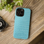 Croc Embossed Turquoise Phone Case