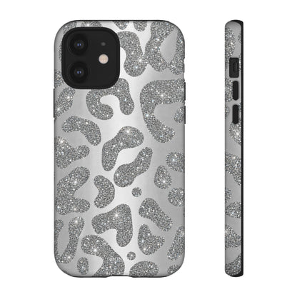 Silver Glitter Leopard Tough Case