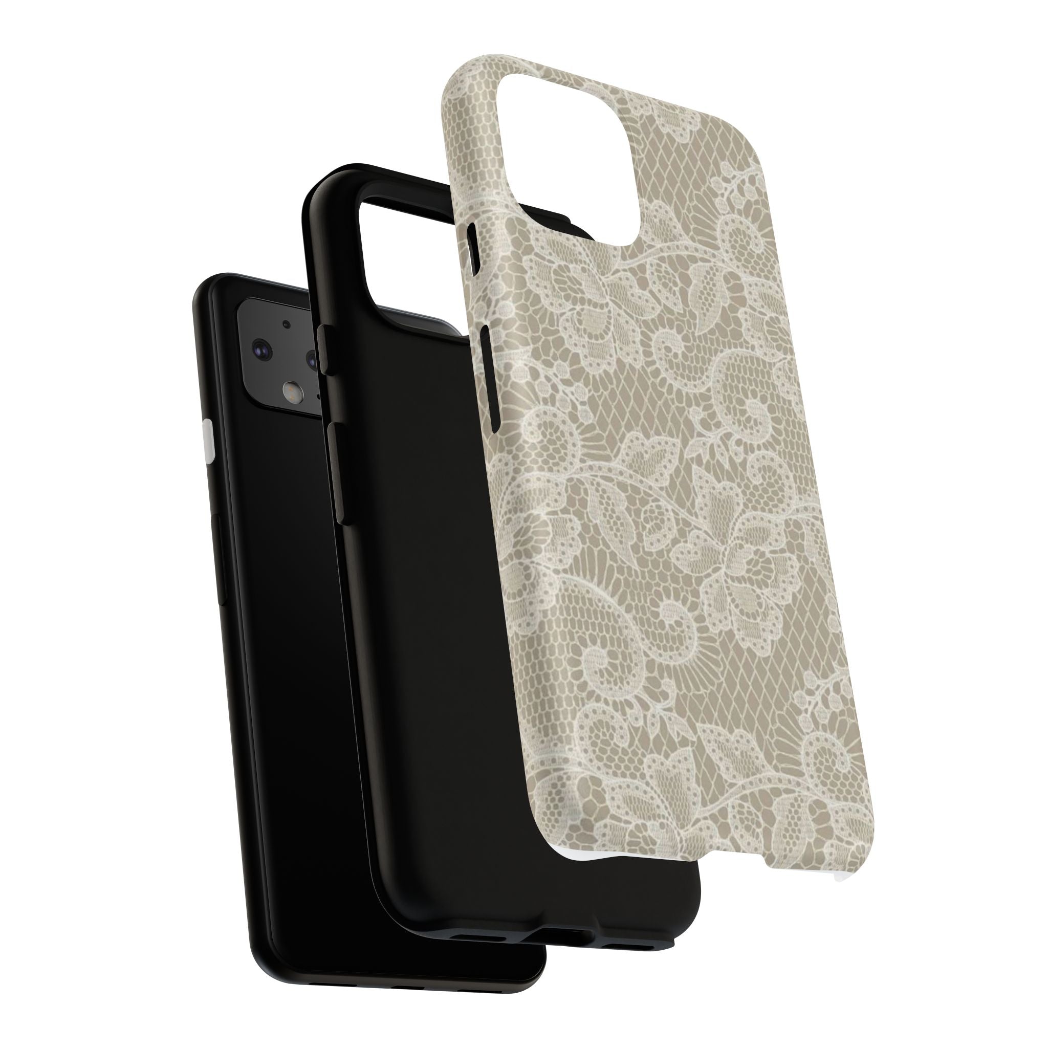 White Lace Pattern Tough Phone Case