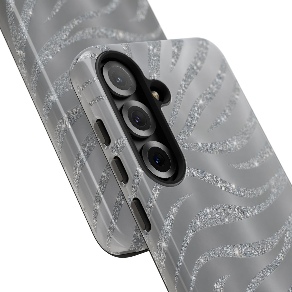Silver Glitter Zebra Tough Case