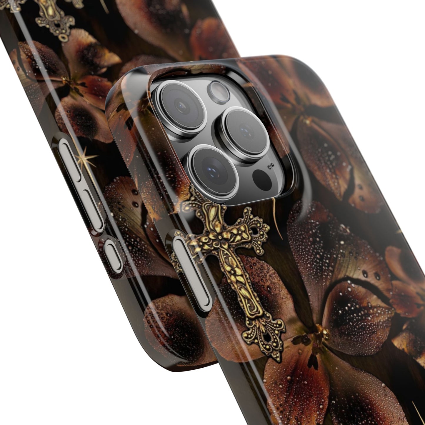 Brown Floral Cross Case
