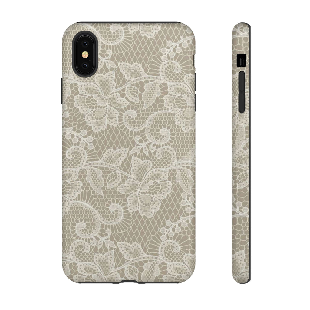 White Lace Pattern Tough Phone Case