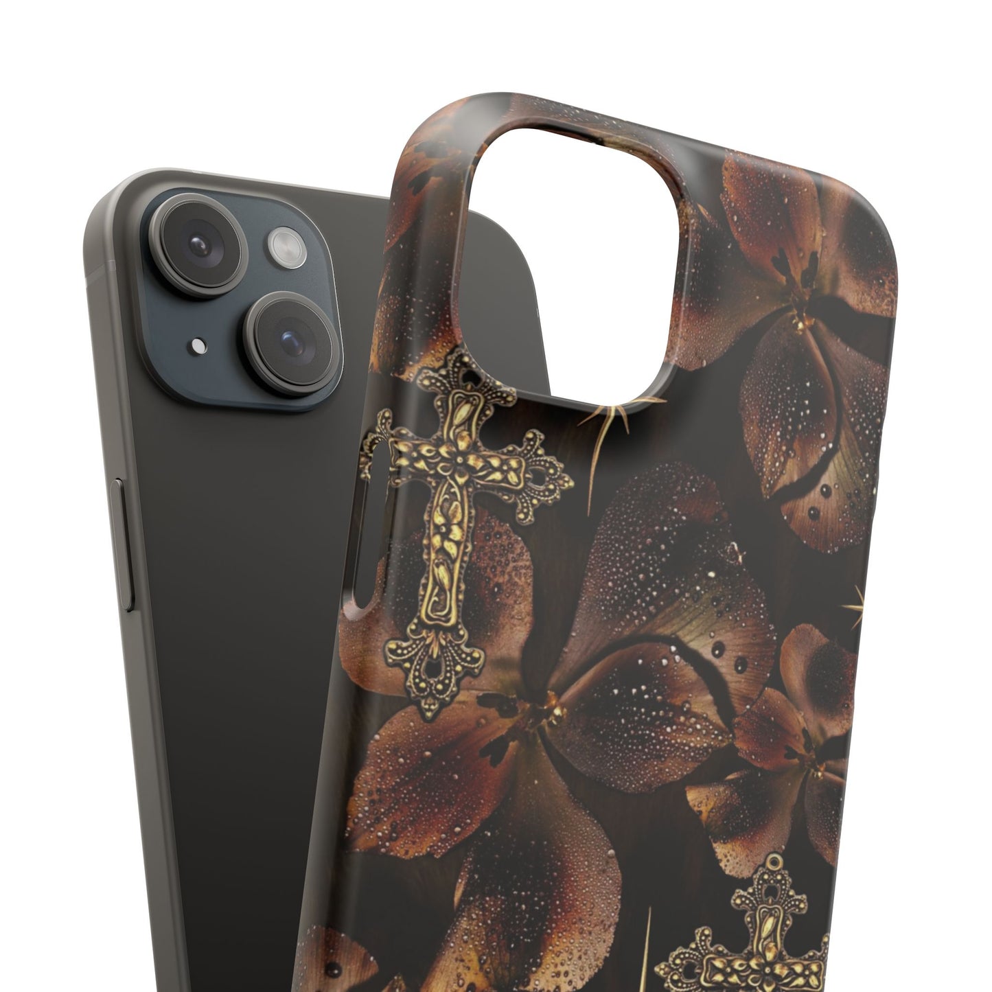 Brown Floral Cross Case