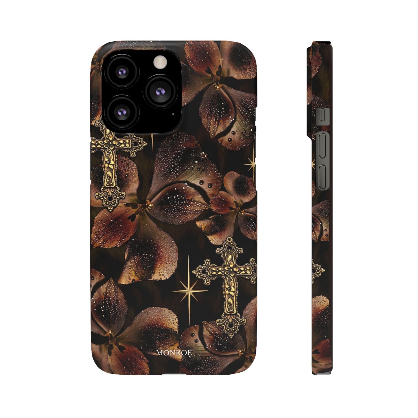Brown Floral Cross Case