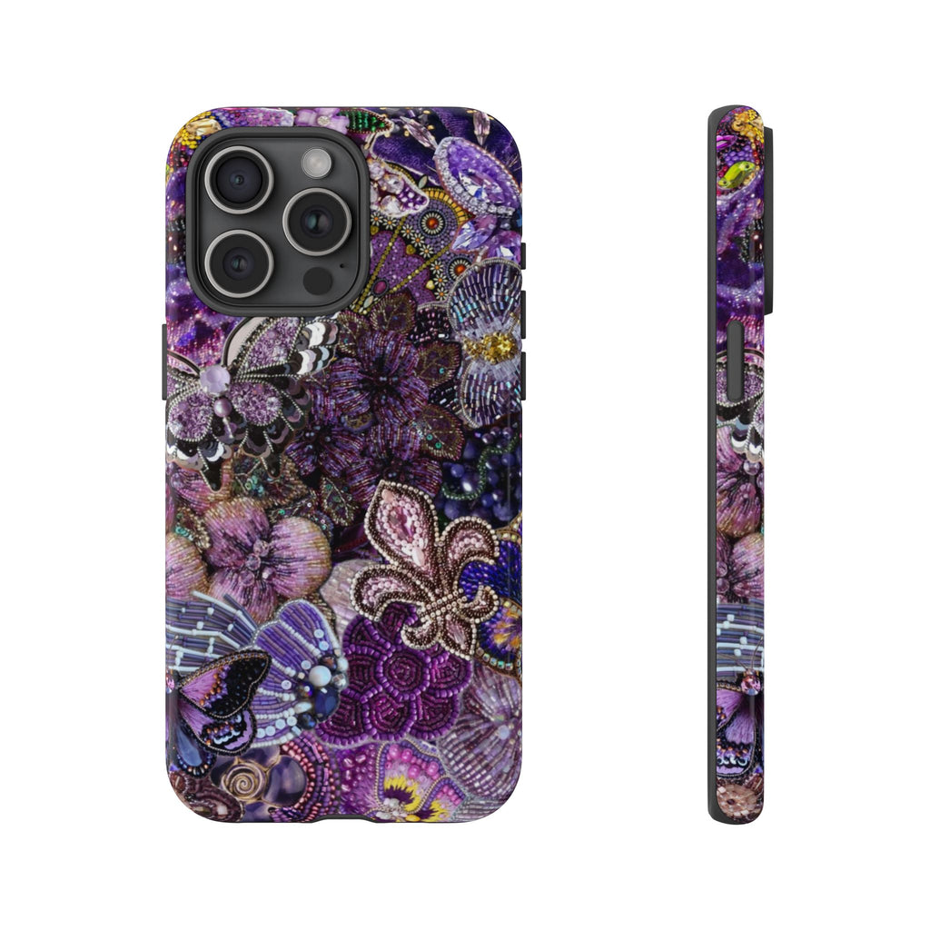 Purple Fleur-de-Lis Floral Tough Phone Case