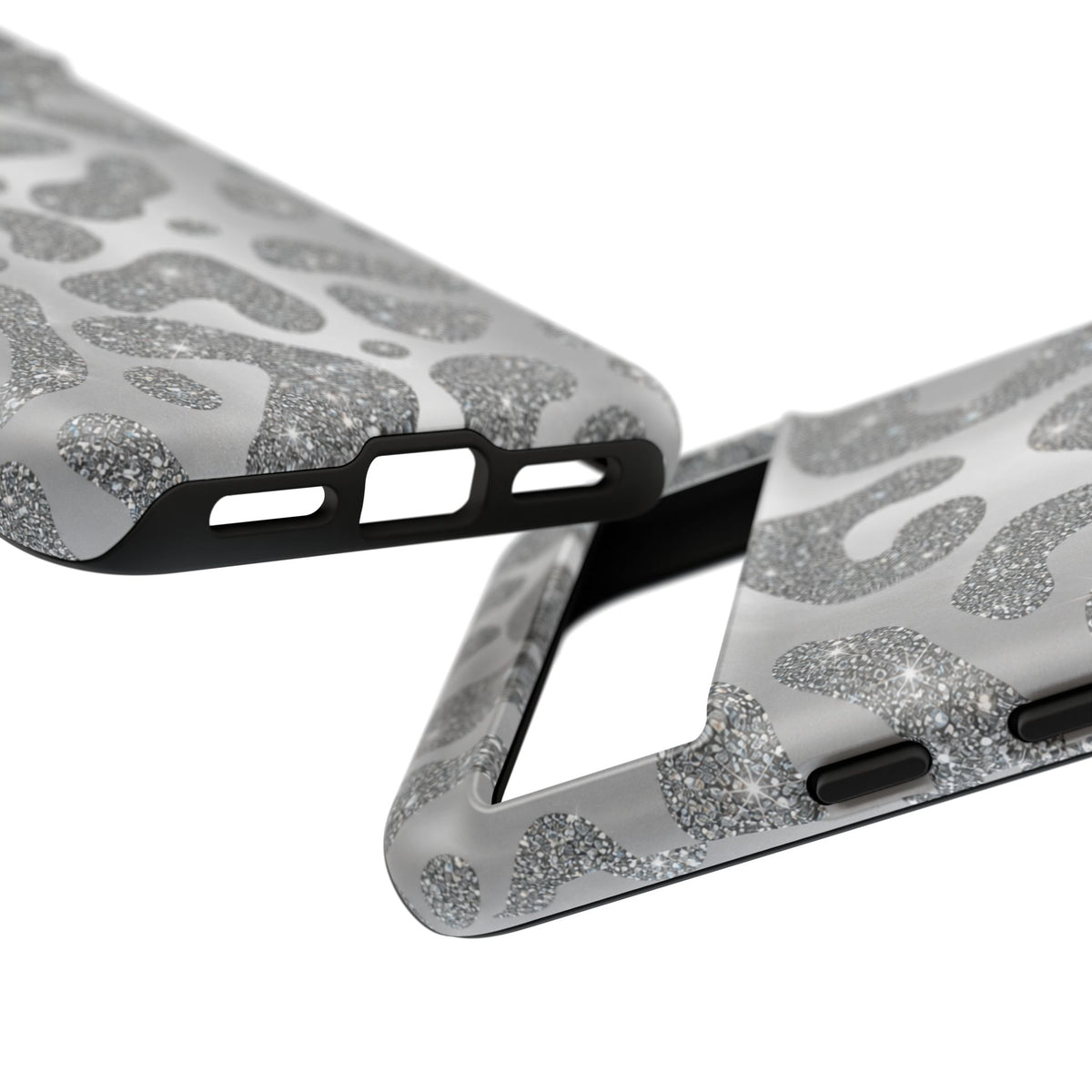 Silver Glitter Leopard Tough Case