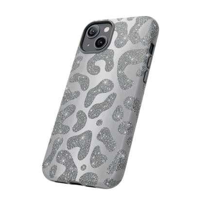 Silver Glitter Leopard Tough Case
