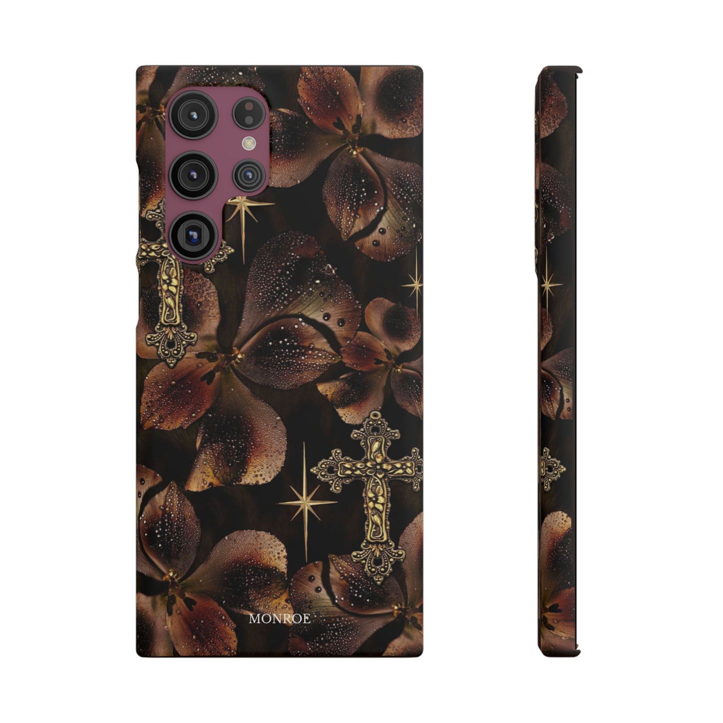 Brown Floral Cross Case