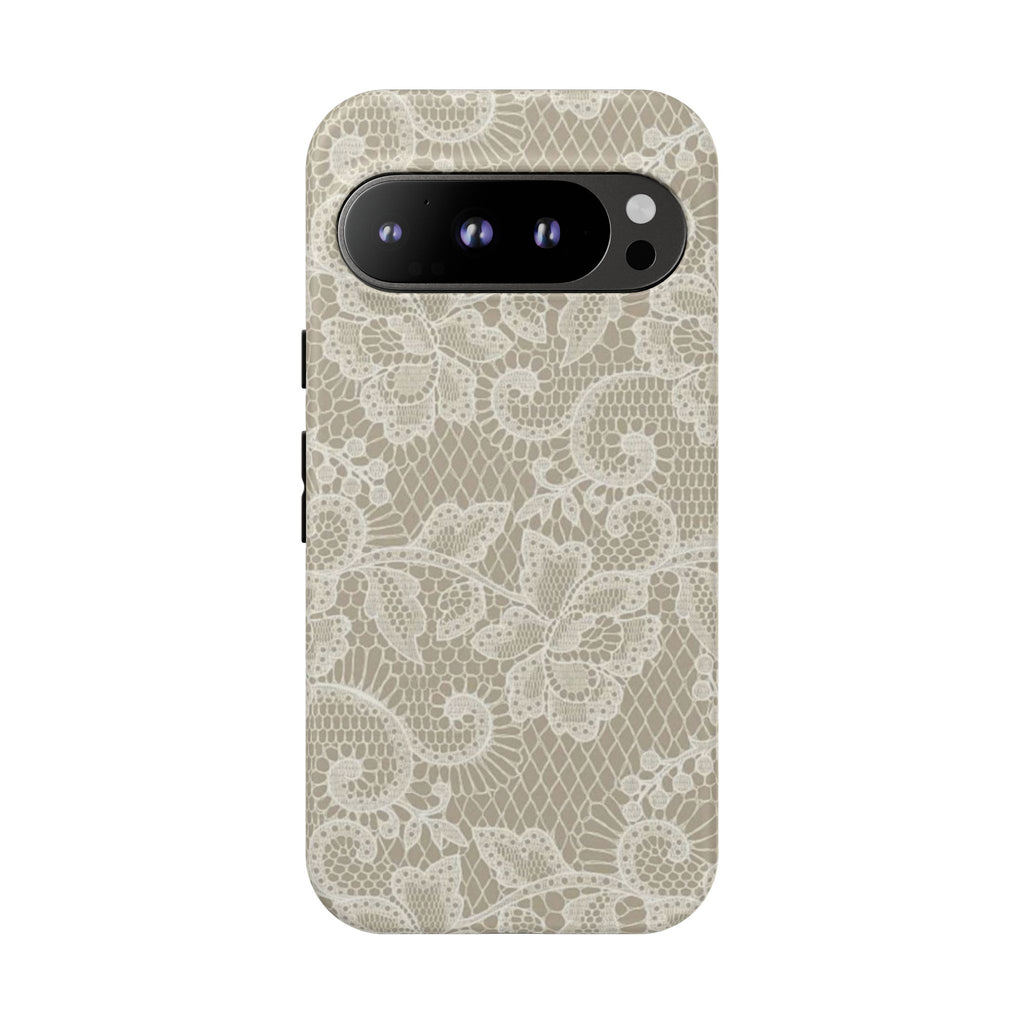 White Lace Pattern Tough Phone Case